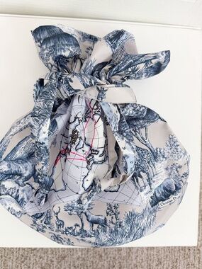Dior Blue & White Toile Drawstring Satchel